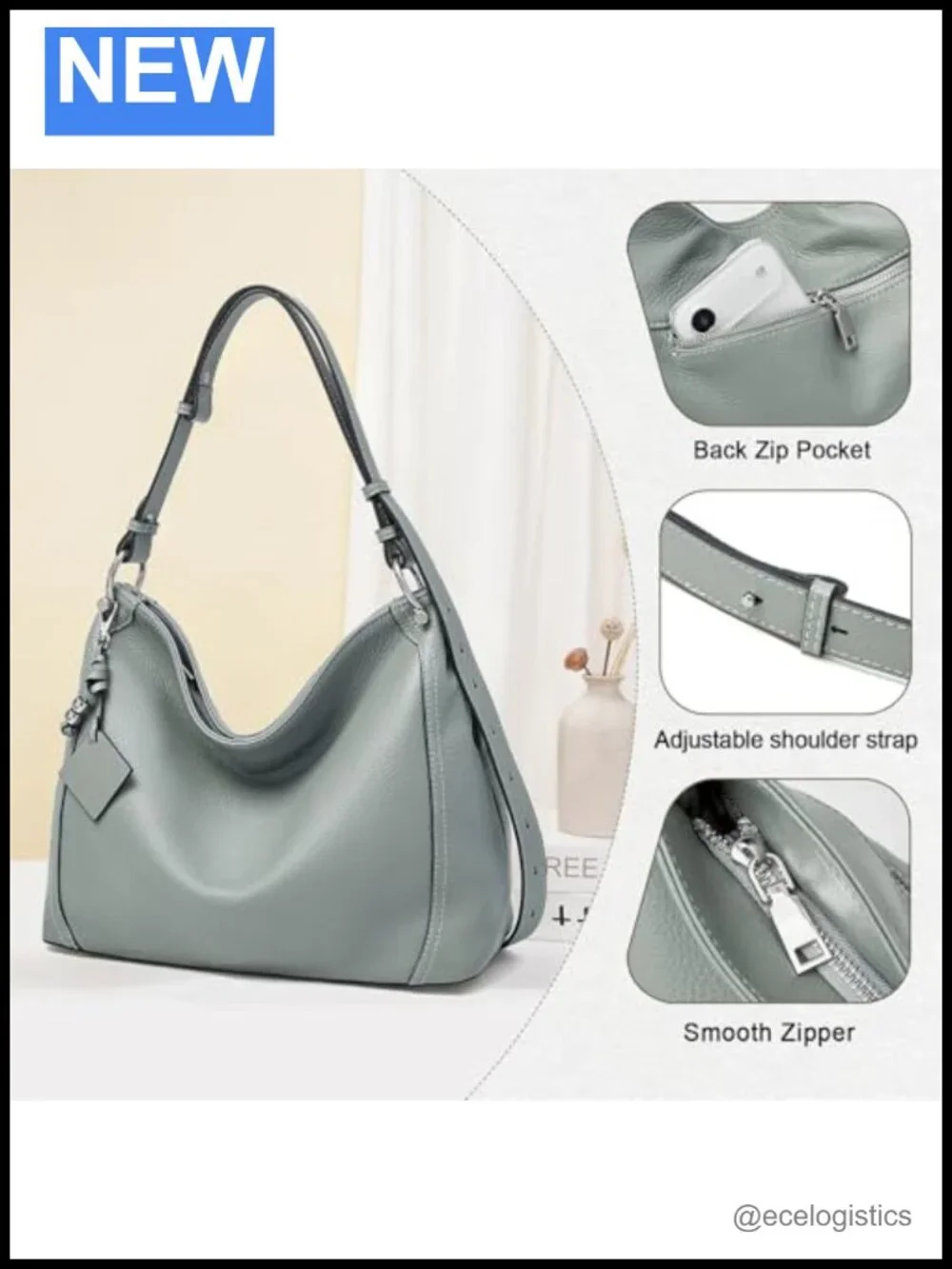 Slouchy Hobo Tote Bag Cowhide Leather Shoulder Handbag Purse Crossbody